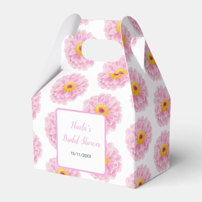 Pink Floral Ribbon Bridal Shower Favour Box (Front Side)