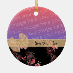 Pink Floral Ribbon Photo Frame Ornament