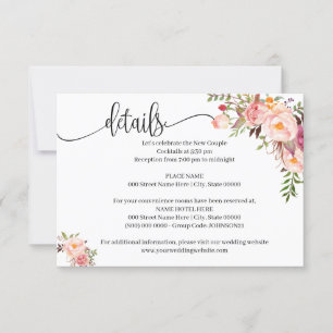 Pink Floral Romantic boho chic insert card
