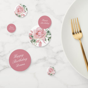 Pink Floral Rose Birthday Party  Confetti