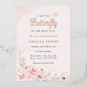 Pink Floral Rose Butterfly Baby Shower