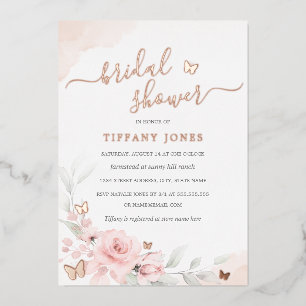 Pink Floral Rose Butterfly Bridal Shower