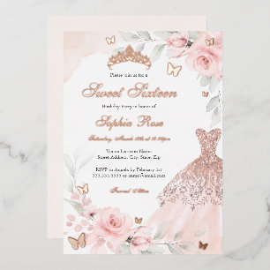 Pink Floral Rose Butterfly Dress Sweet Sixteen