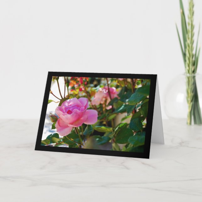 Pink Floral Rose Card (Front)