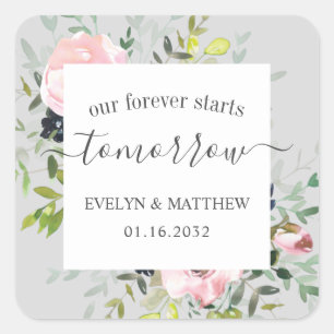 Pink Floral Rose Forever Starts Tomorrow Rehearsal Square Sticker