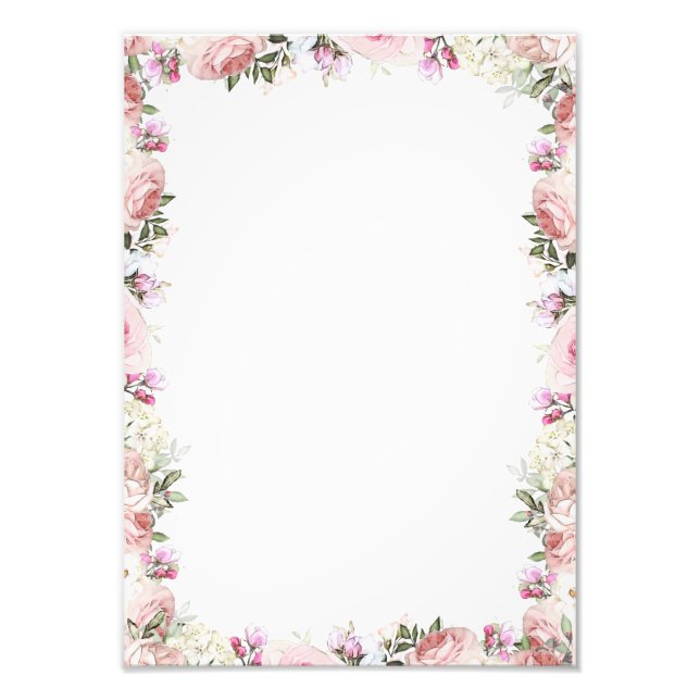Pink Floral Rose Frame Photo Print (Front)