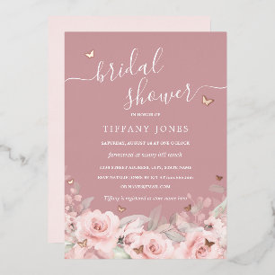 Pink Floral Rose Gold Butterfly Bridal Shower 