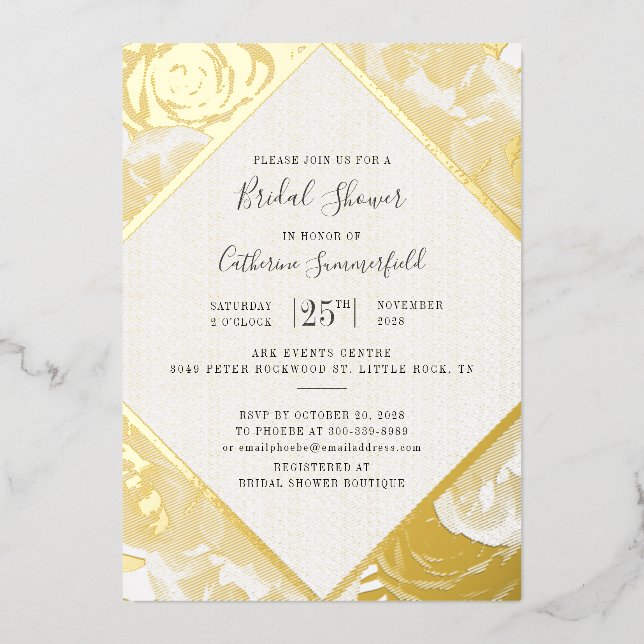 Pink Floral Rose Gold Geometric Bridal Shower Gold (Front)