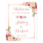 Pink Floral Rose Gold Wedding Welcome Sign