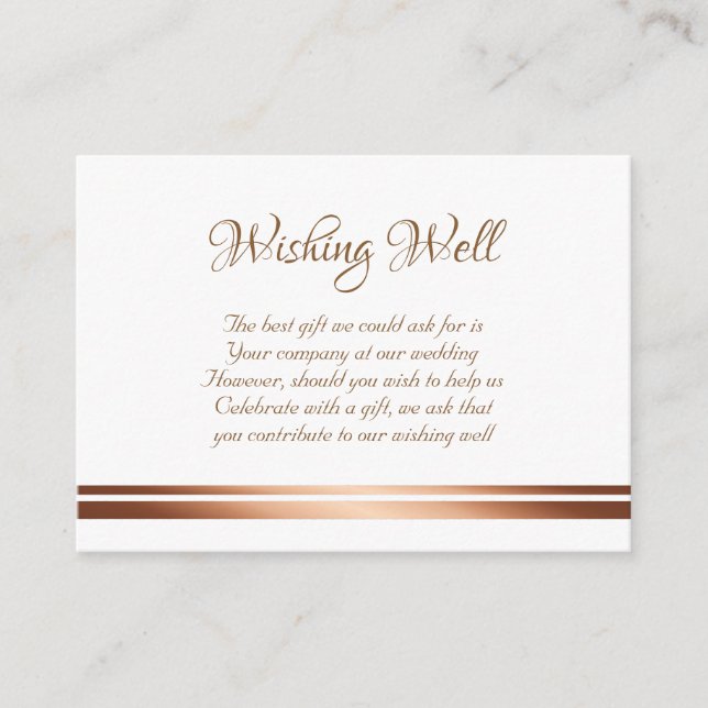 Pink Floral Rose Gold Wedding Wishing Well Enclosure Card (Front)