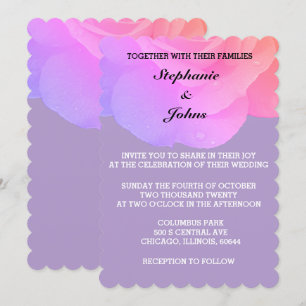 Pink Floral Rose Lavender Violet Purple Wedding Invitation