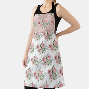 Pink Floral Rose Pattern Apron