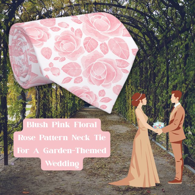 Pink Floral Rose Pattern template Neck Tie (Pink floral rose pattern)