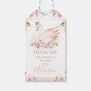 Pink Floral Rose Princess Swan Birthday Gift Tags