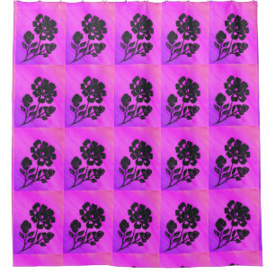 Pink Floral Rose Silhouette Art Print Shower Curtain