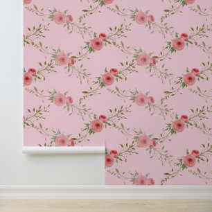 Pink Floral Rose Vine Wallpaper