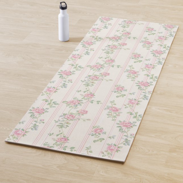 Pink Floral Rose Yoga Mat (In Situ)
