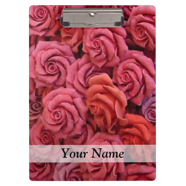 Pink floral roses clipboard (Front)