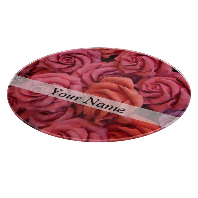 Pink floral roses cutting board (Corner)