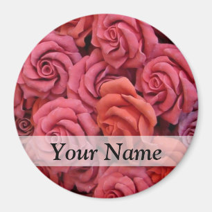 Pink floral roses magnet