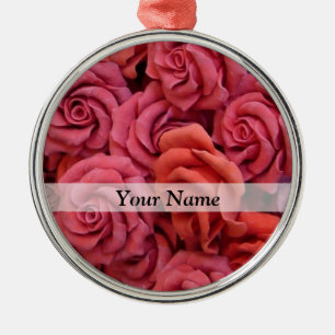 Pink floral roses metal tree decoration