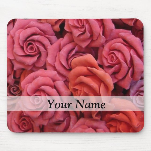 Pink floral roses mouse mat (Front)