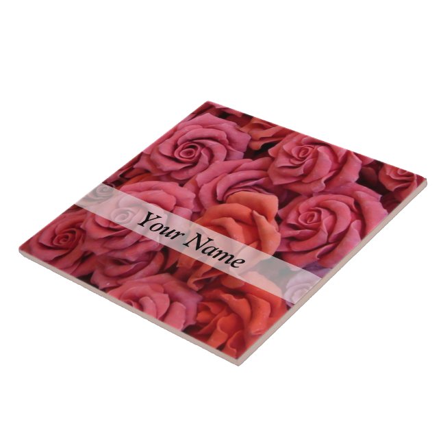 Pink floral roses tile (Side)