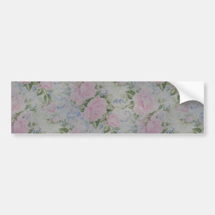 Pink Floral Roses Vintage Bumper Sticker