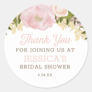 Pink Floral Round Sticker