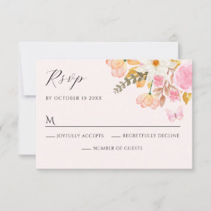 Pink floral RSVP card