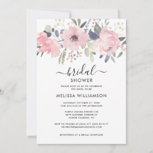 Pink Floral Rustic Bridal Shower Invitation