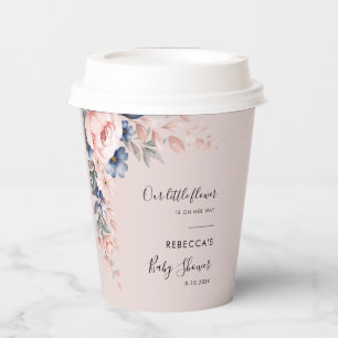 Pink Floral Rustic Modern Baby Shower Paper Cups