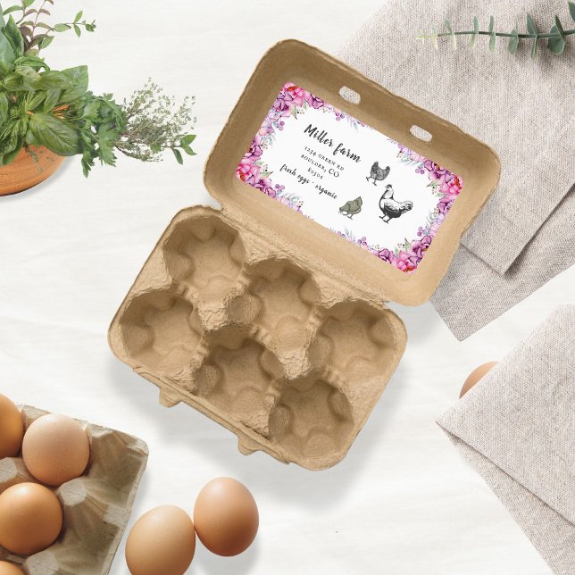 Pink Floral Rustic Script Egg Carton Label (Creator Uploaded)