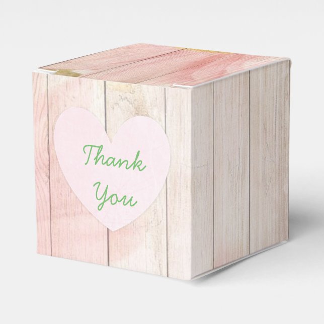 Pink Floral Rustic Wood Cupcake Box (Front Side)