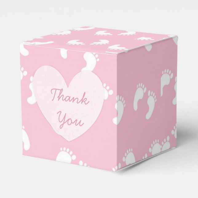 Pink Floral Rustic Wood Thank You Cupcake Box (Front Side)