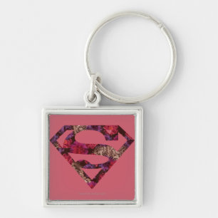 Pink Floral S-Shield Key Ring