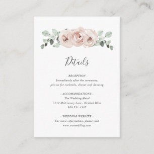 Pink Floral Sage Greenery Dusty Rose Wedding Enclosure Card