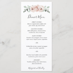 Pink Floral Sage Greenery Dusty Rose Wedding Menu