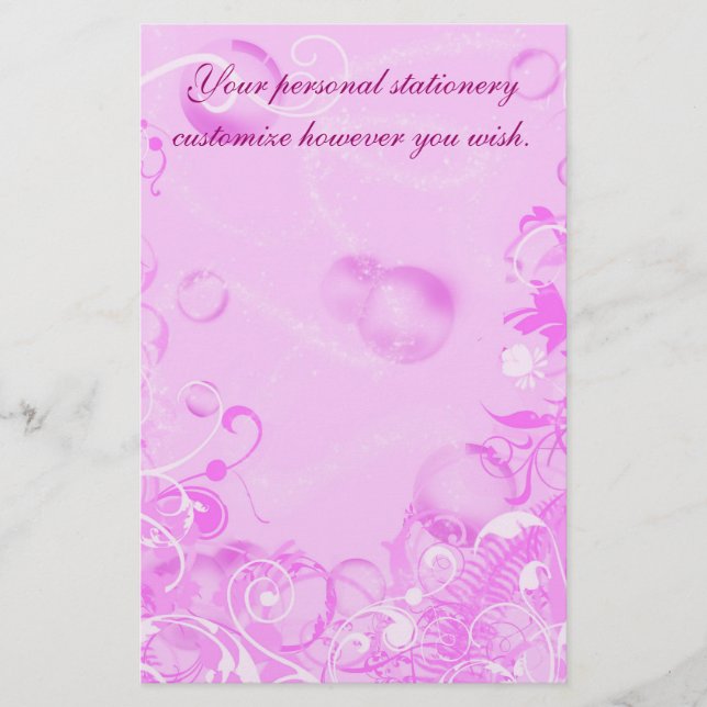 Pink Floral satationery, template Stationery (Front)