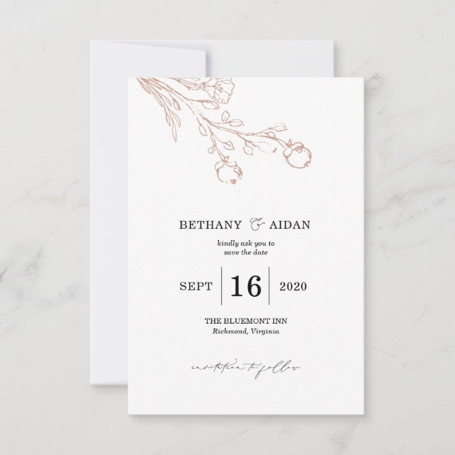 Pink Floral Save the Date (Front)