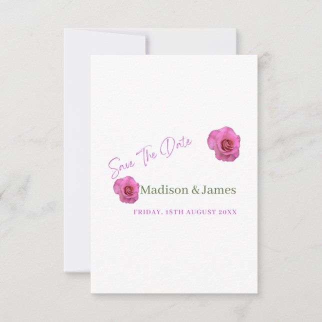 Pink floral save the date invitation (Front)