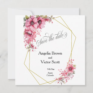 Pink Floral Save the Date Invitation