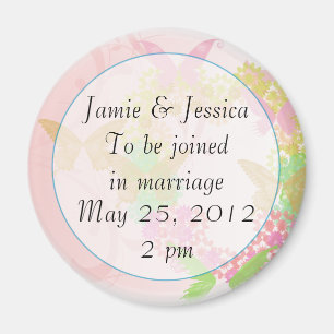Pink Floral Save the Date Magnet