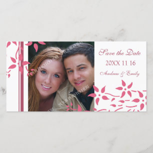 Pink Floral Save the Date Wedding Photo Cards