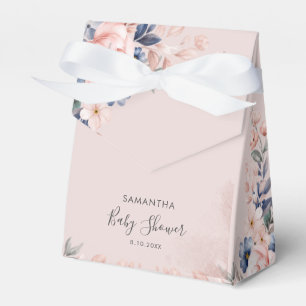 Pink Floral Script Modern Baby Shower Favour Box