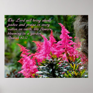 Pink Floral Scripture Verse Inspirational Poster