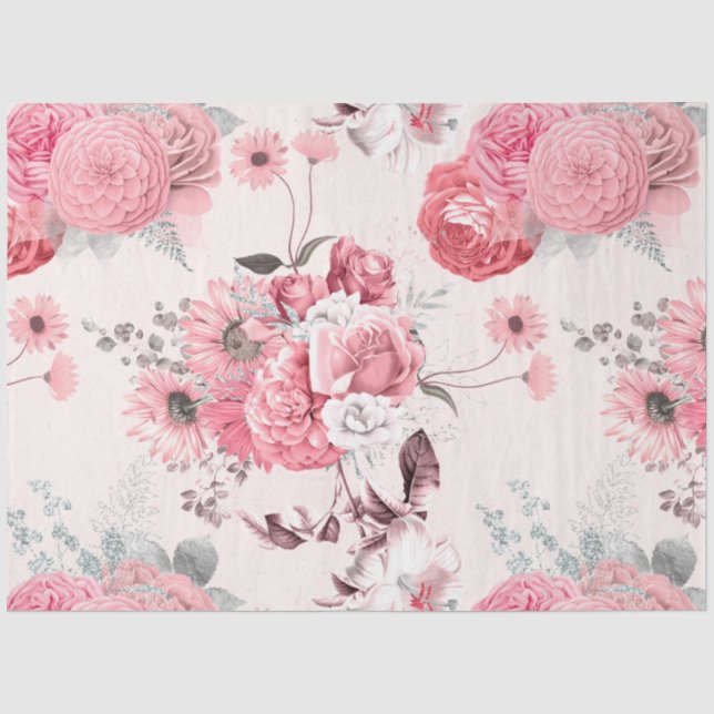 Pink Floral Series Design 5 Tissue Paper (Front)