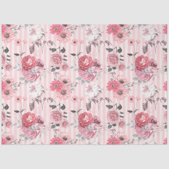 Pink Floral Series Design 8 Tissue Paper (Front)