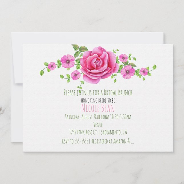 Pink Floral Shabby Chic Bridal Shower Invitation (Front)