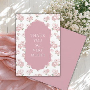Pink Floral Shabby Chic Vintage Thank You Card